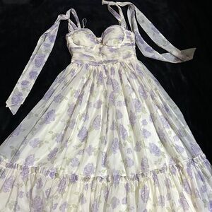 Lavender Floral Midi Dress